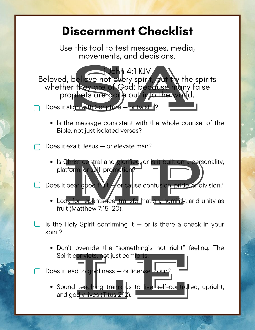 "Discernment" 4-Week Study + Checklist